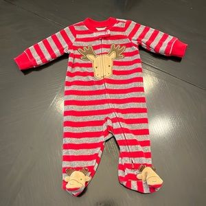 3M fleece moose zip up footie pajamas